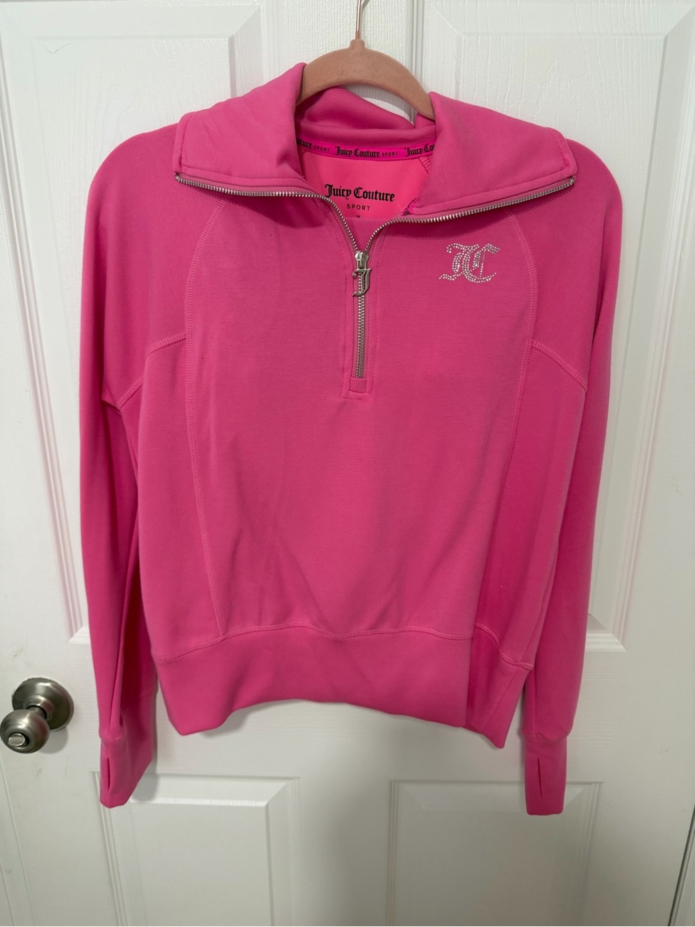 Juicy Couture Hot Pink Rhinestone Half-Zip Pullover